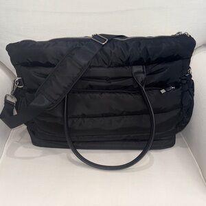 Black Quilted puffer Tote Bag with plenty full storage